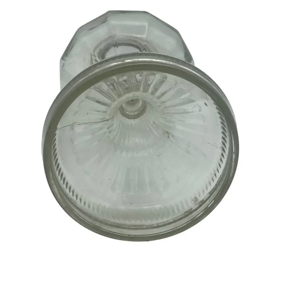 Vintage Clear Pressed Glass KErosene Lamp Base 8.25 Inch Tall